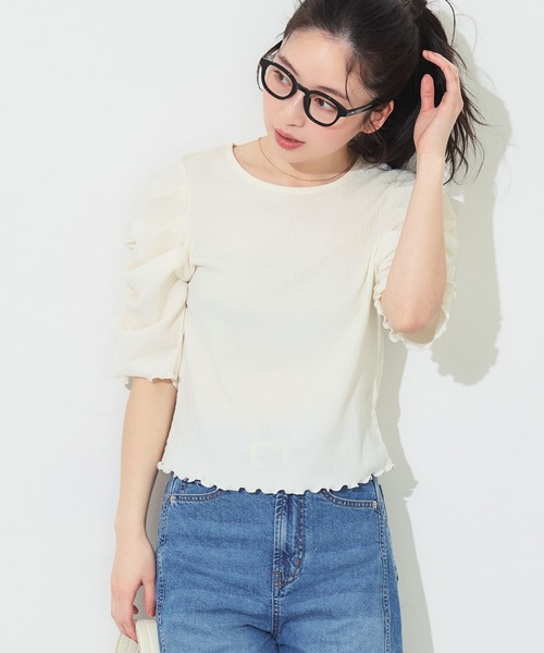 coca(coca)(コカ)の「シボシャーリングトップス(Tシャツ/カットソー・レディース・A/ブラック/アイボリー/B/その他/ドット/ブラウン/ライトブルー・L/M/S/XL)」の12枚目の写真