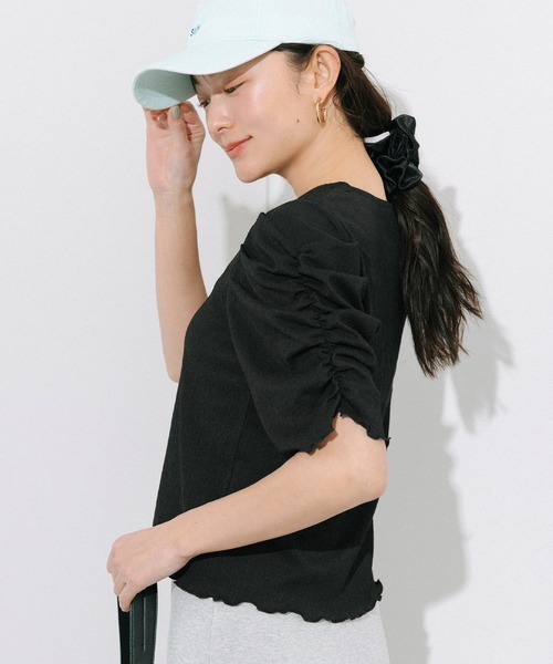 coca(coca)(コカ)の「シボシャーリングトップス(Tシャツ/カットソー・レディース・A/ブラック/アイボリー/B/その他/ドット/ブラウン/ライトブルー・L/M/S/XL)」の14枚目の写真