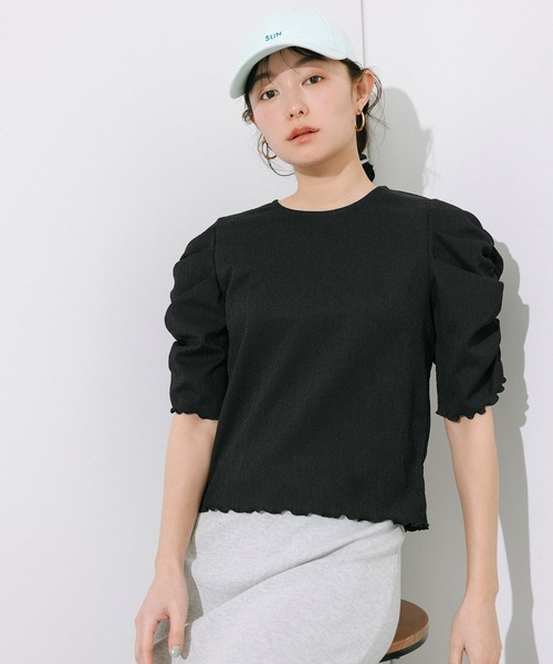 coca(coca)(コカ)の「シボシャーリングトップス(Tシャツ/カットソー・レディース・A/ブラック/アイボリー/B/その他/ドット/ブラウン/ライトブルー・L/M/S/XL)」の15枚目の写真