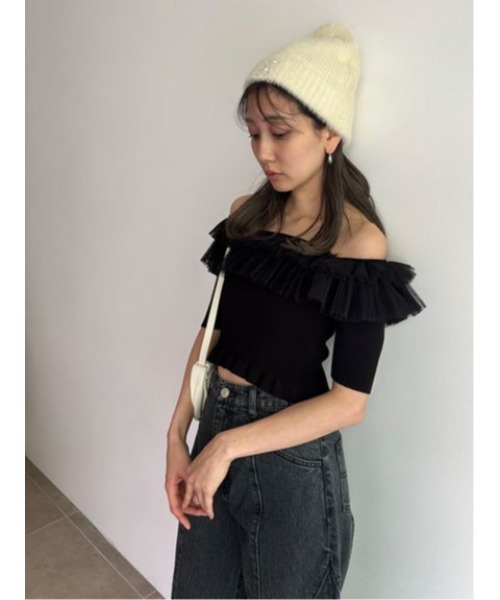 SNIDEL(スナイデル)の「ファーニットキャップ(ハット・レディース・ブルー/ピンク/アイボリー/モカ・FREE)」の6枚目の写真