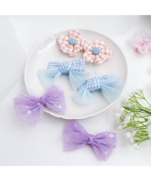 apres les cours(アプレレクール)の「チュールヘアクリップ2個セット(バレッタ/ヘアクリップ・キッズ・ラベンダー・FREE)」の2枚目の写真