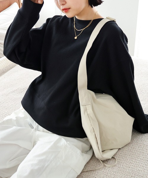 andme(アンドミー)の「ワッフル前後2way長袖カーディガントップス(Tシャツ/カットソー・レディース・ライトブルー/ブラック/アイボリー/ブラウン/オートミール・M/L)」の14枚目の写真