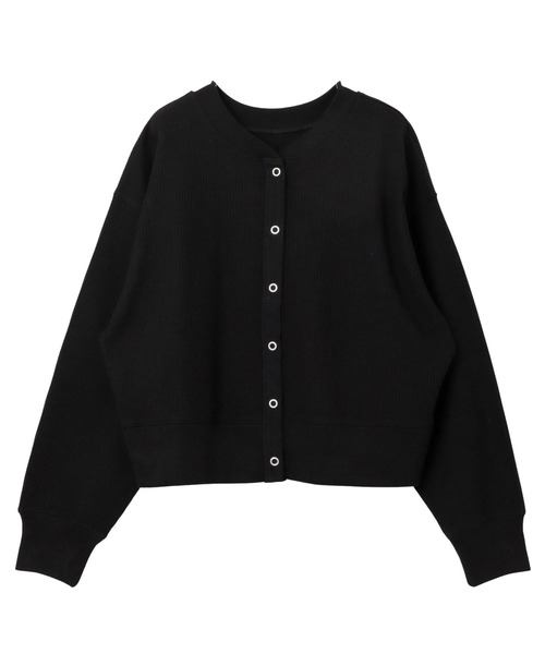 andme(アンドミー)の「ワッフル前後2way長袖カーディガントップス(Tシャツ/カットソー・レディース・ライトブルー/ブラック/アイボリー/ブラウン/オートミール・M/L)」の22枚目の写真