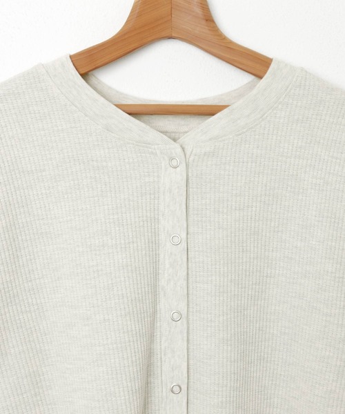 ワッフル前後2way長袖カーディガントップス（Tシャツ/カットソー