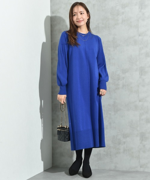 INTERPLANET（インタープラネット）の「袖リブデザインニットワンピース（ワンピース・レディース・ブラック/グレー/ブラウン/ブルー/ネイビー/チャコールグレー・FREE）」の21枚目の写真