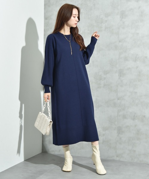 INTERPLANET（インタープラネット）の「袖リブデザインニットワンピース（ワンピース・レディース・ブラック/グレー/ブラウン/ブルー/ネイビー/チャコールグレー・FREE）」の14枚目の写真