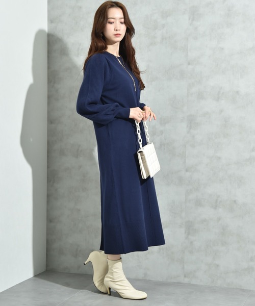 INTERPLANET（インタープラネット）の「袖リブデザインニットワンピース（ワンピース・レディース・ブラック/グレー/ブラウン/ブルー/ネイビー/チャコールグレー・FREE）」の13枚目の写真