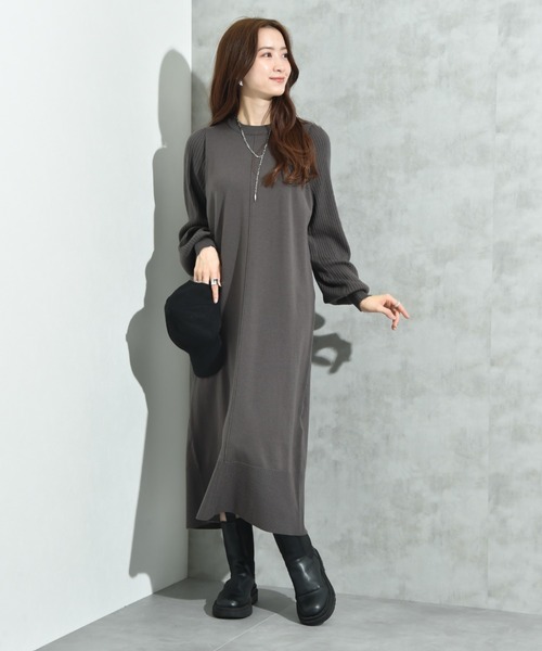 INTERPLANET（インタープラネット）の「袖リブデザインニットワンピース（ワンピース・レディース・ブラック/グレー/ブラウン/ブルー/ネイビー/チャコールグレー・FREE）」の20枚目の写真