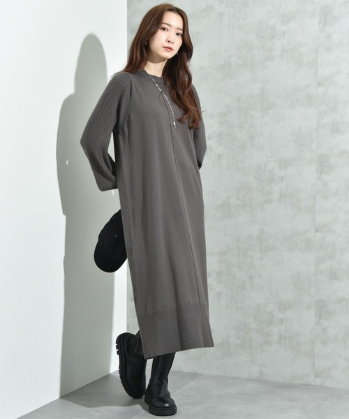 INTERPLANET（インタープラネット）の「袖リブデザインニットワンピース（ワンピース・レディース・ブラック/グレー/ブラウン/ブルー/ネイビー/チャコールグレー・FREE）」の18枚目の写真
