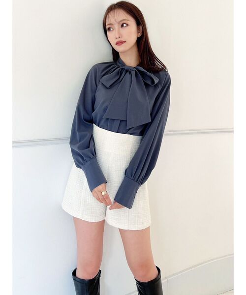 RESEXXY（リゼクシー）の「ツイードショートパンツ【セットアップ着用可能】（その他パンツ・レディース・ブルー/アイボリー/ブラック・FREE）」の5枚目の写真