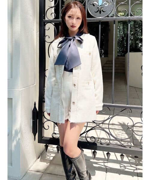 RESEXXY（リゼクシー）の「ツイードショートパンツ【セットアップ着用可能】（その他パンツ・レディース・ブルー/アイボリー/ブラック・FREE）」の6枚目の写真