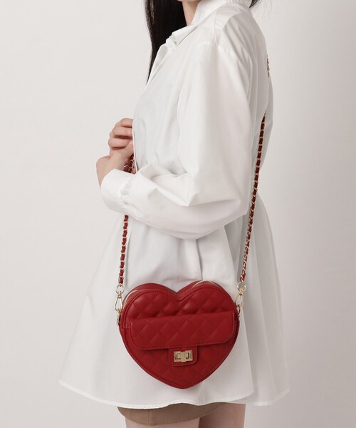 Ober Tashe（オーバータッシェ）の「ハート キルト チェーンベルト ショルダーバッグ（ショルダーバッグ・レディース・ブラック/ブラウン系/アイボリー/ワインレッド・FREE）」の19枚目の写真