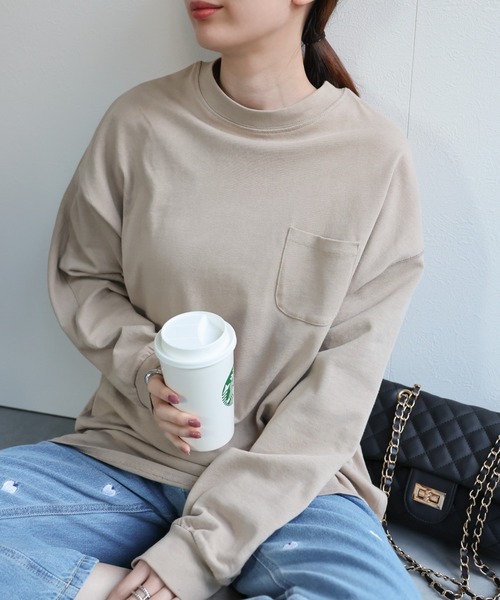 セール】【USAコットン】アウトステッチTシャツ/ロンT（Tシャツ