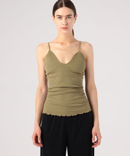 HAKUJI(ハクジ)の「HAKUJI SUPIMA SILK CAMI(キャミソール・レディース・カーキ/ダークグリーン/ブラック・FREE)」の5枚目の写真