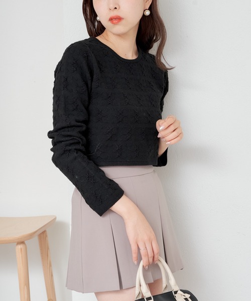 長袖ロゴジャガードクルーネックニット（ニット/セーター