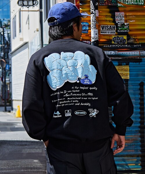 FREAK'S STORE（フリークスストア）の「限定展開 BEN DAVIS×FREAK'S STORE/ベンデイビス 別注 ビッグシルエット タギングロゴ バックプリント クルーネックスウェット（スウェット・メンズ・サックスブルー/グリーン/グレー/ブラック・SMALL/LARGE/X-LARGE/MEDIUM）」の11枚目の写真