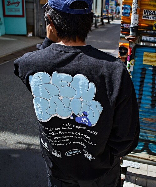 FREAK'S STORE（フリークスストア）の「限定展開 BEN DAVIS×FREAK'S STORE/ベンデイビス 別注 ビッグシルエット タギングロゴ バックプリント クルーネックスウェット（スウェット・メンズ・サックスブルー/グリーン/グレー/ブラック・SMALL/LARGE/X-LARGE/MEDIUM）」の13枚目の写真