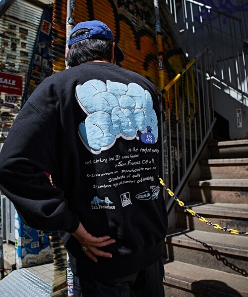 FREAK'S STORE（フリークスストア）の「限定展開 BEN DAVIS×FREAK'S STORE/ベンデイビス 別注 ビッグシルエット タギングロゴ バックプリント クルーネックスウェット（スウェット・メンズ・サックスブルー/グリーン/グレー/ブラック・SMALL/LARGE/X-LARGE/MEDIUM）」の14枚目の写真