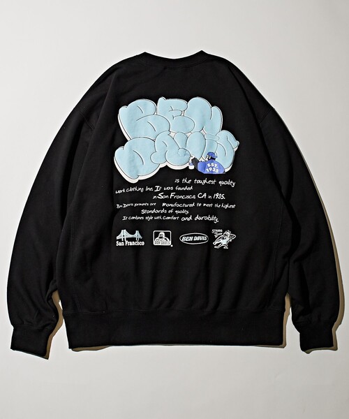 FREAK'S STORE（フリークスストア）の「限定展開 BEN DAVIS×FREAK'S STORE/ベンデイビス 別注 ビッグシルエット タギングロゴ バックプリント クルーネックスウェット（スウェット・メンズ・サックスブルー/グリーン/グレー/ブラック・SMALL/LARGE/X-LARGE/MEDIUM）」の16枚目の写真