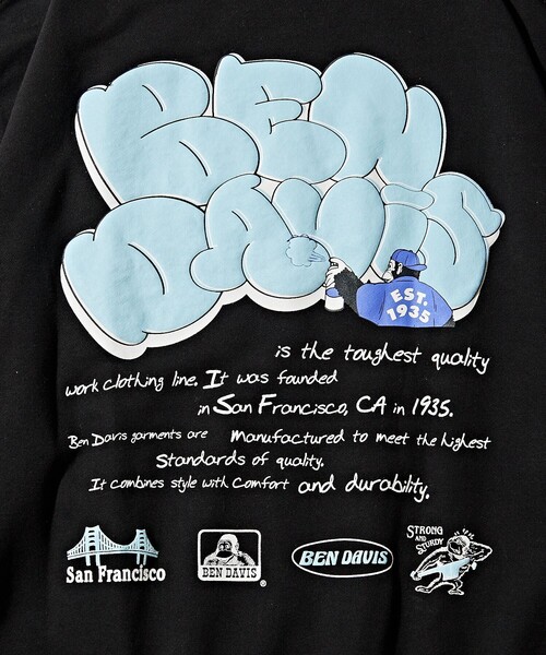 FREAK'S STORE（フリークスストア）の「限定展開 BEN DAVIS×FREAK'S STORE/ベンデイビス 別注 ビッグシルエット タギングロゴ バックプリント クルーネックスウェット（スウェット・メンズ・サックスブルー/グリーン/グレー/ブラック・SMALL/LARGE/X-LARGE/MEDIUM）」の20枚目の写真