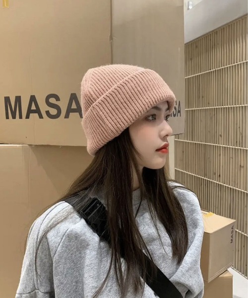 BARELY BLUE（ベアリーブルー）の「【 BARELY BLUE / ベアリーブルー 】 ワンポイント 刺繍 ビーニー ニット キャップ（ニットキャップ/ビーニー・レディース・チャコールグレー/パープル/グリーン/ピンク/アイボリー/ブラック/オレンジ/グレー・FREE）」の7枚目の写真