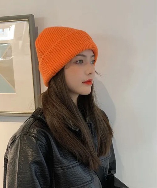 BARELY BLUE（ベアリーブルー）の「【 BARELY BLUE / ベアリーブルー 】 ワンポイント 刺繍 ビーニー ニット キャップ（ニットキャップ/ビーニー・レディース・チャコールグレー/パープル/グリーン/ピンク/アイボリー/ブラック/オレンジ/グレー・FREE）」の8枚目の写真