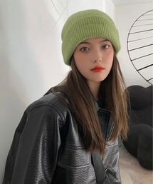 BARELY BLUE（ベアリーブルー）の「【 BARELY BLUE / ベアリーブルー 】 ワンポイント 刺繍 ビーニー ニット キャップ（ニットキャップ/ビーニー）」