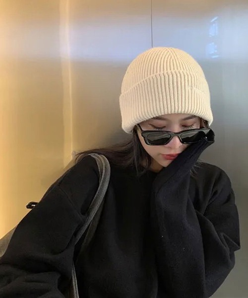 BARELY BLUE（ベアリーブルー）の「【 BARELY BLUE / ベアリーブルー 】 ワンポイント 刺繍 ビーニー ニット キャップ（ニットキャップ/ビーニー・レディース・チャコールグレー/パープル/グリーン/ピンク/アイボリー/ブラック/オレンジ/グレー・FREE）」の9枚目の写真