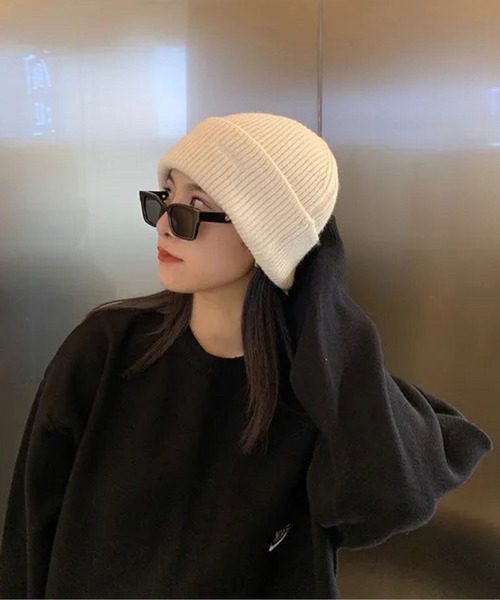 BARELY BLUE（ベアリーブルー）の「【 BARELY BLUE / ベアリーブルー 】 ワンポイント 刺繍 ビーニー ニット キャップ（ニットキャップ/ビーニー・レディース・チャコールグレー/パープル/グリーン/ピンク/アイボリー/ブラック/オレンジ/グレー・FREE）」の10枚目の写真