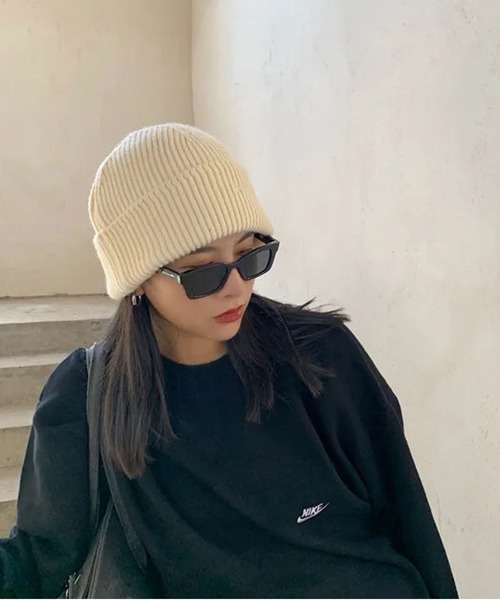 BARELY BLUE（ベアリーブルー）の「【 BARELY BLUE / ベアリーブルー 】 ワンポイント 刺繍 ビーニー ニット キャップ（ニットキャップ/ビーニー・レディース・チャコールグレー/パープル/グリーン/ピンク/アイボリー/ブラック/オレンジ/グレー・FREE）」の12枚目の写真