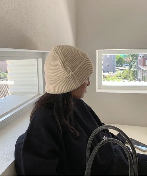 BARELY BLUE（ベアリーブルー）の「【 BARELY BLUE / ベアリーブルー 】 ワンポイント 刺繍 ビーニー ニット キャップ（ニットキャップ/ビーニー・レディース・チャコールグレー/パープル/グリーン/ピンク/アイボリー/ブラック/オレンジ/グレー・FREE）」の13枚目の写真