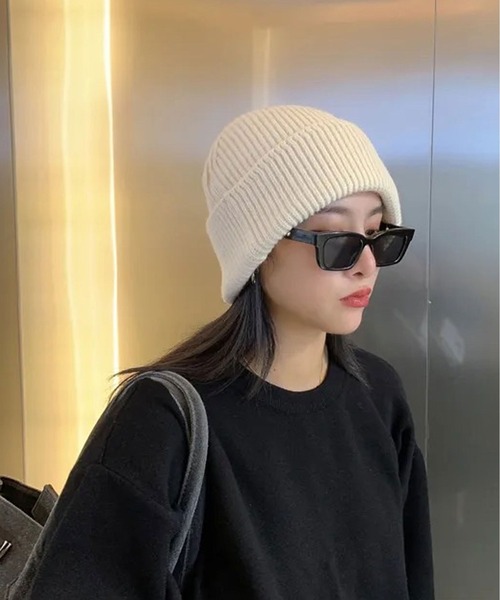 BARELY BLUE（ベアリーブルー）の「【 BARELY BLUE / ベアリーブルー 】 ワンポイント 刺繍 ビーニー ニット キャップ（ニットキャップ/ビーニー・レディース・チャコールグレー/パープル/グリーン/ピンク/アイボリー/ブラック/オレンジ/グレー・FREE）」の14枚目の写真