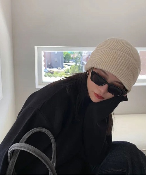 BARELY BLUE（ベアリーブルー）の「【 BARELY BLUE / ベアリーブルー 】 ワンポイント 刺繍 ビーニー ニット キャップ（ニットキャップ/ビーニー・レディース・チャコールグレー/パープル/グリーン/ピンク/アイボリー/ブラック/オレンジ/グレー・FREE）」の15枚目の写真