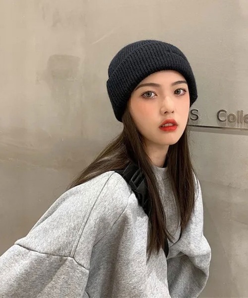 BARELY BLUE（ベアリーブルー）の「【 BARELY BLUE / ベアリーブルー 】 ワンポイント 刺繍 ビーニー ニット キャップ（ニットキャップ/ビーニー・レディース・チャコールグレー/パープル/グリーン/ピンク/アイボリー/ブラック/オレンジ/グレー・FREE）」の16枚目の写真