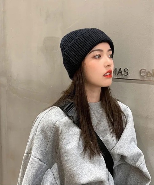 BARELY BLUE（ベアリーブルー）の「【 BARELY BLUE / ベアリーブルー 】 ワンポイント 刺繍 ビーニー ニット キャップ（ニットキャップ/ビーニー・レディース・チャコールグレー/パープル/グリーン/ピンク/アイボリー/ブラック/オレンジ/グレー・FREE）」の18枚目の写真