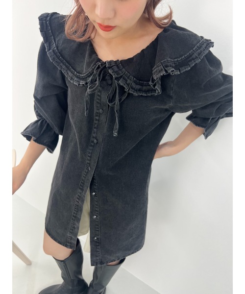 jumelle（ジュメロ）の「le denim shirt（Tシャツ/カットソー・レディース・ブラック・FREE）」の2枚目の写真
