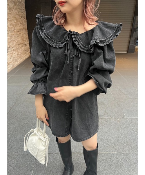 jumelle（ジュメロ）の「le denim shirt（Tシャツ/カットソー・レディース・ブラック・FREE）」の10枚目の写真