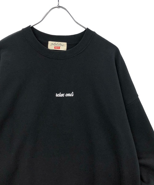 TRAP/U (トラップユー)の「バック フラワー刺繍 / 裏毛スウェット クルーネック トレーナー(スウェット・メンズ・ブラック/ダークグリーン/ホワイト・L/M)」の6枚目の写真