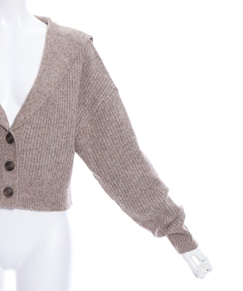 clear（クリア）の「ビックカラーショート丈カーディガントップス（カーディガン/ボレロ・レディース・アイボリー/ブラウン/グレー・F）」の9枚目の写真