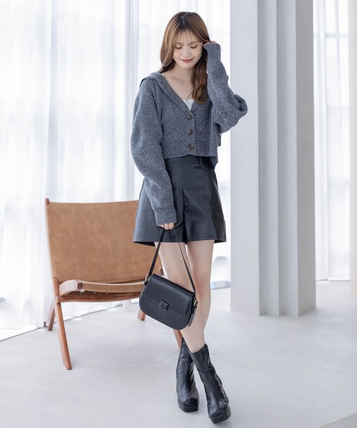 clear（クリア）の「ビックカラーショート丈カーディガントップス（カーディガン/ボレロ・レディース・アイボリー/ブラウン/グレー・F）」の13枚目の写真