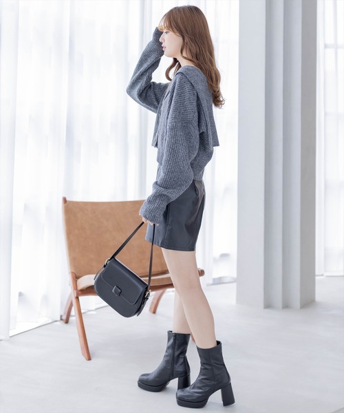 clear（クリア）の「ビックカラーショート丈カーディガントップス（カーディガン/ボレロ・レディース・アイボリー/ブラウン/グレー・F）」の19枚目の写真