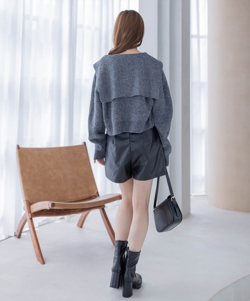 clear（クリア）の「ビックカラーショート丈カーディガントップス（カーディガン/ボレロ・レディース・アイボリー/ブラウン/グレー・F）」の12枚目の写真