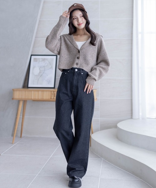 clear（クリア）の「ビックカラーショート丈カーディガントップス（カーディガン/ボレロ・レディース・アイボリー/ブラウン/グレー・F）」の14枚目の写真