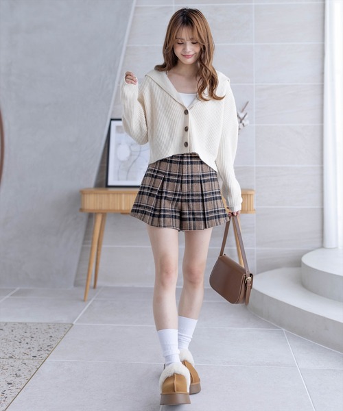 clear（クリア）の「ビックカラーショート丈カーディガントップス（カーディガン/ボレロ・レディース・アイボリー/ブラウン/グレー・F）」の16枚目の写真