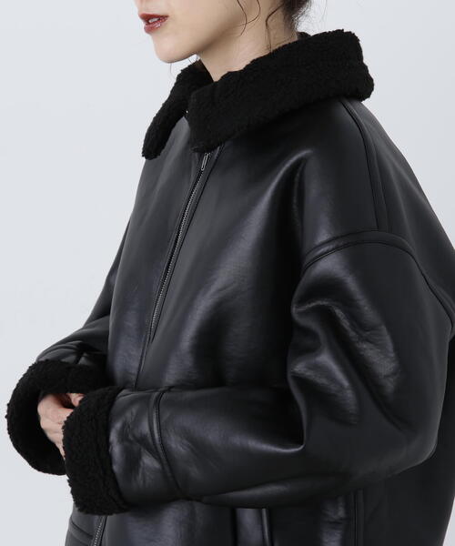 N.（N. Natural Beauty Basic）（エヌエヌナチュラルビューティーベーシック）の「【S Size Line】◆フェイクムートンボアブルゾン（ブルゾン・レディース・ブラック・SMALL/MEDIUM）」の2枚目の写真