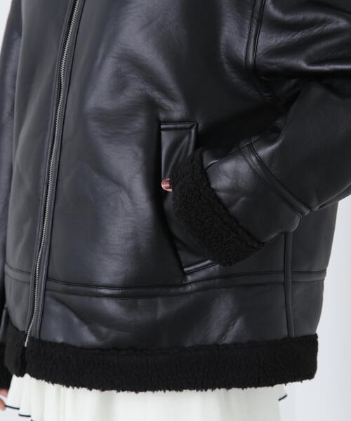 N.（N. Natural Beauty Basic）（エヌエヌナチュラルビューティーベーシック）の「【S Size Line】◆フェイクムートンボアブルゾン（ブルゾン・レディース・ブラック・SMALL/MEDIUM）」の3枚目の写真