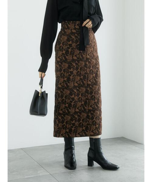 Te chichi(テチチ)の「ジャカードロングタイトスカート(スカート・レディース・ブラック/ブラウン・M/S)」の2枚目の写真