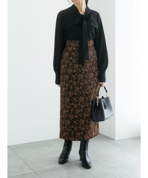 Te chichi(テチチ)の「ジャカードロングタイトスカート(スカート・レディース・ブラック/ブラウン・M/S)」の5枚目の写真