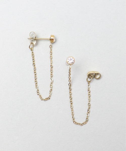 ieLS(イエルズ)の「金属アレルギー対応「ieLS」ステンレス CZチェーンピアス(ピアス(両耳用)・レディース・ゴールド・ONE SIZE)」の2枚目の写真