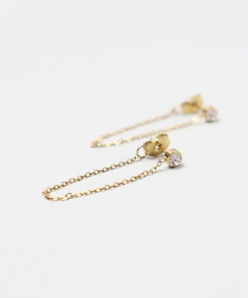 ieLS(イエルズ)の「金属アレルギー対応「ieLS」ステンレス CZチェーンピアス(ピアス(両耳用)・レディース・ゴールド・ONE SIZE)」の5枚目の写真